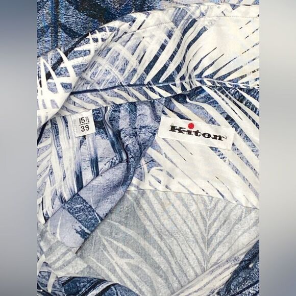 Kiton  Palm Tree Print Button-Up Shirt size 39/15.5 - Picture 12 of 12